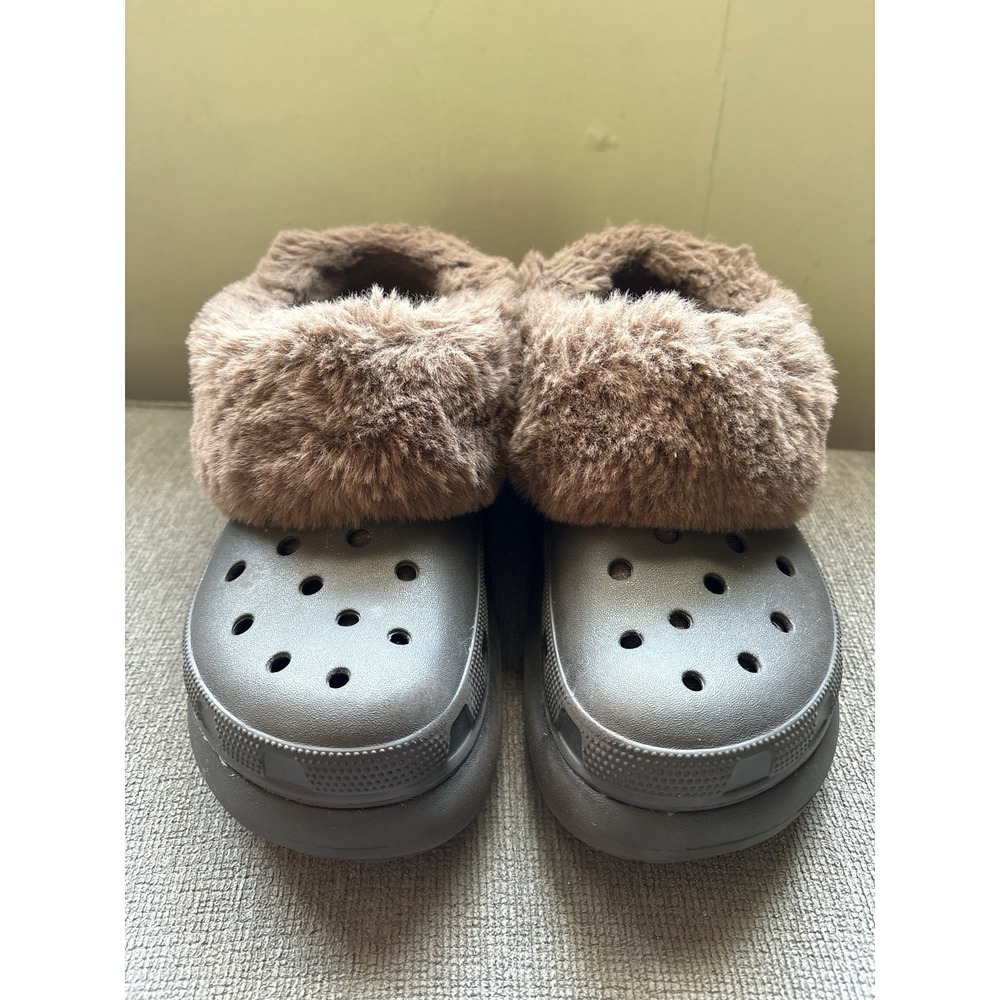 Crocs Furever Crush Sherpa Lined Platform Clogs Brown Platform W 8 M 6 - Picture 2 of 5